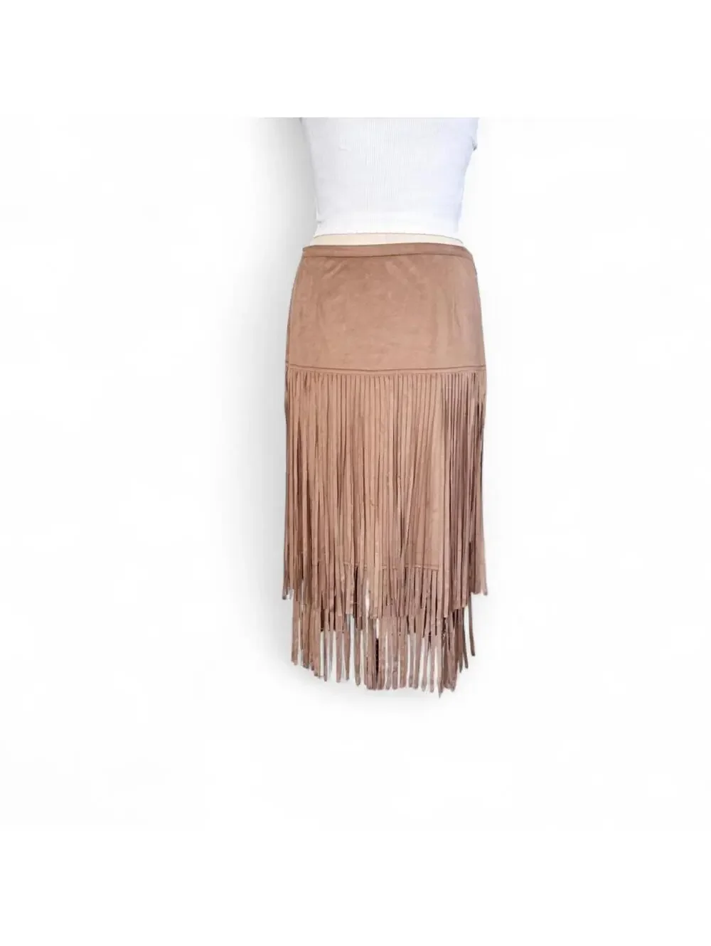Chicos Boho Fringe Midi Skirt 0 Western Festival